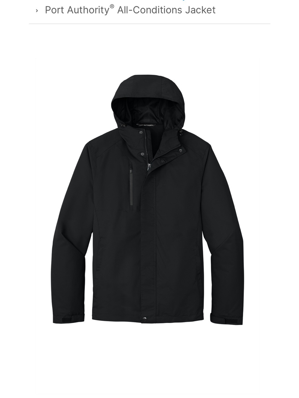 Port Authority Black All-Conditions Hooded Rain Jacket